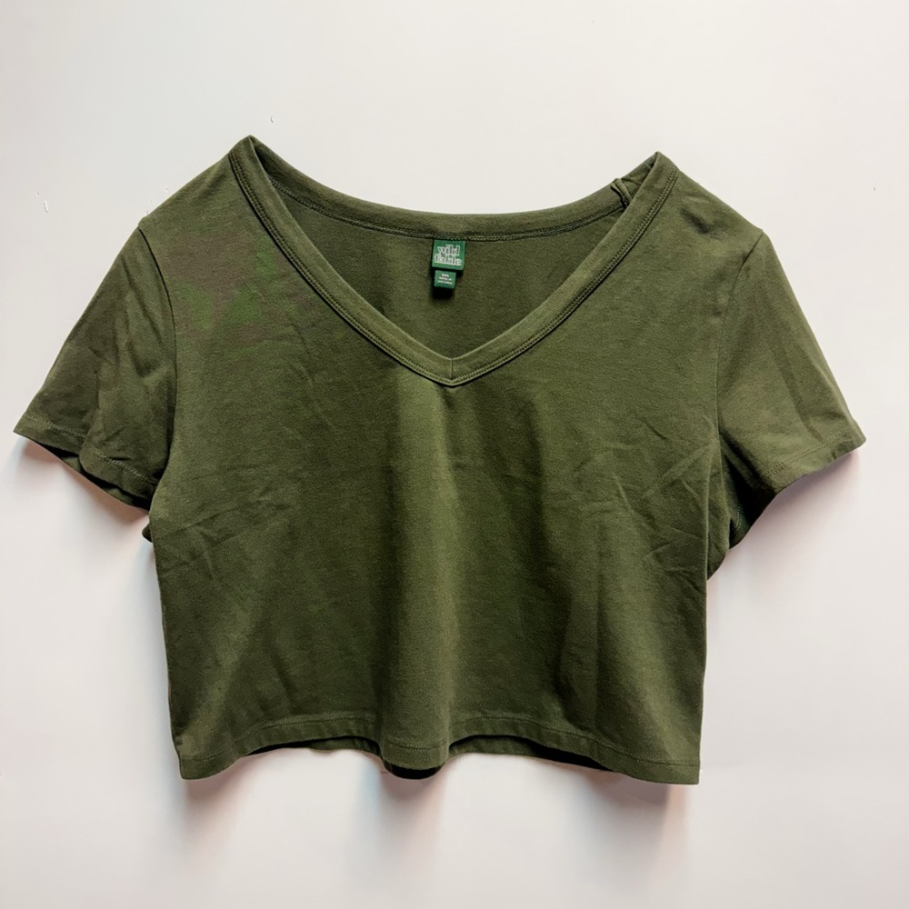 Wild Fable Forest Green V-Neck Crop Top